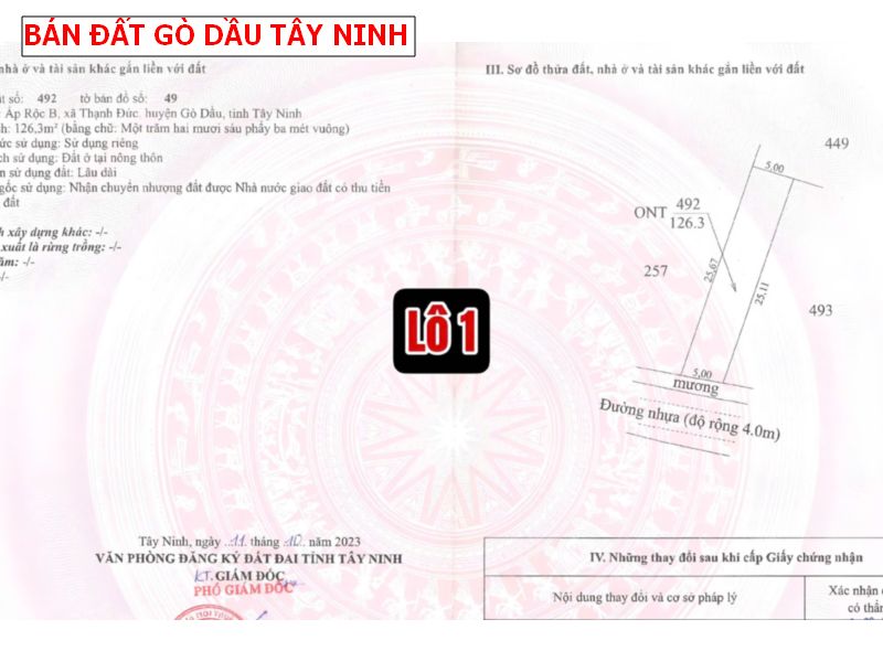 Bán đất mặt tiền nhựa Gò Dầu – Tây Ninh giá tốt