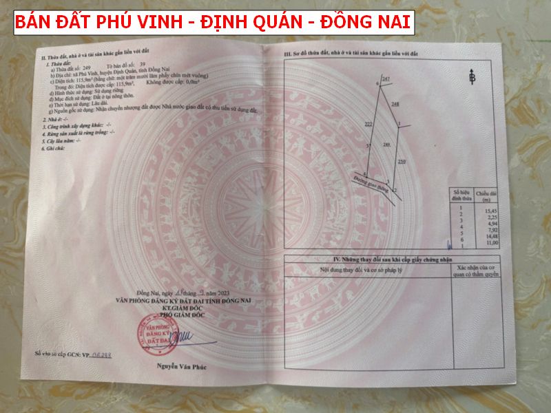 Phú Vinh – Định Quán giá rẻ nhất, chỉ 339tr 1 lô đất full thổ cư
