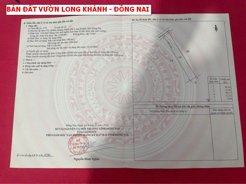 Bán vườn trái cây Bảo Quang – Long Khánh có thổ cư
