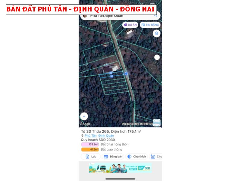 Bán đất Phú Tân – Định Quán, đường betong giá chỉ 4xxtr