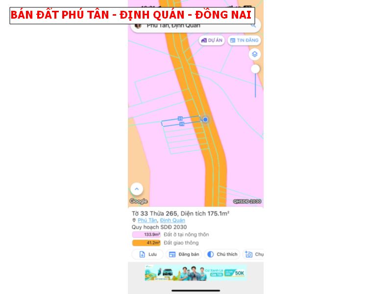 Bán đất Phú Tân – Định Quán, đường betong giá chỉ 4xxtr