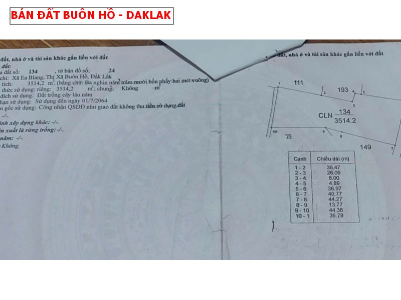 Bán đất Easien Buôn Hồ – Daklak