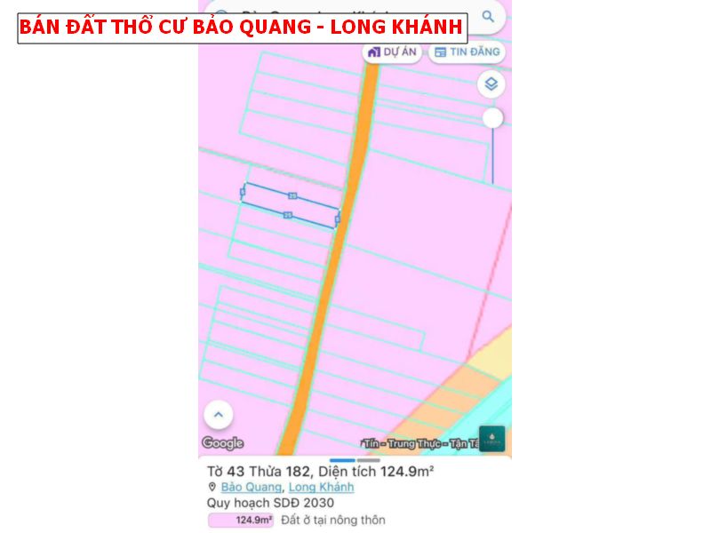 Bán đất thổ cư Bảo Quang Long Khánh giá chỉ 850tr