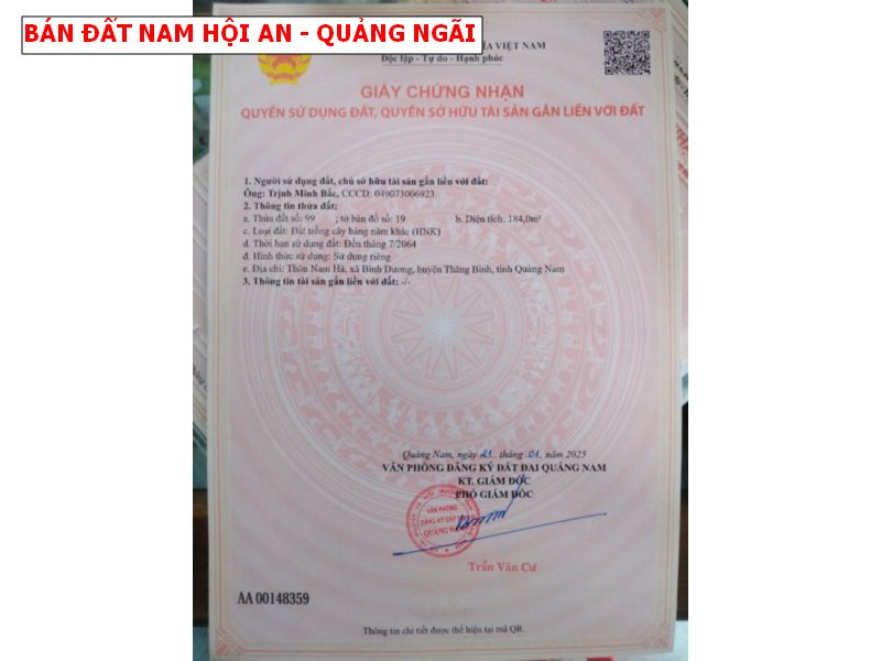 Bán đất ven biển Nam Hội An, Quảng Nam giá chỉ 184tr
