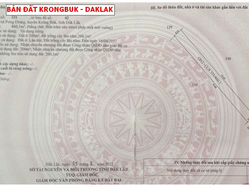 Bán đất Krong Puk Daklak, diện tích lớn có sẵn thổ cư