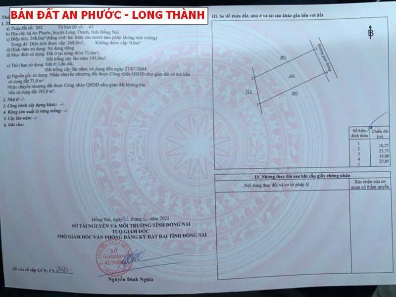 Bán đất An Phước – Long Thành 268m2 10 x 27m đang xây 10 phòng trọ