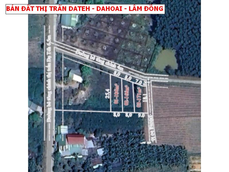Bán đất thị trấn Dateh – Dahoai – Lâm Đồng, ngang 8 x20 full thổ giá chỉ 299tr