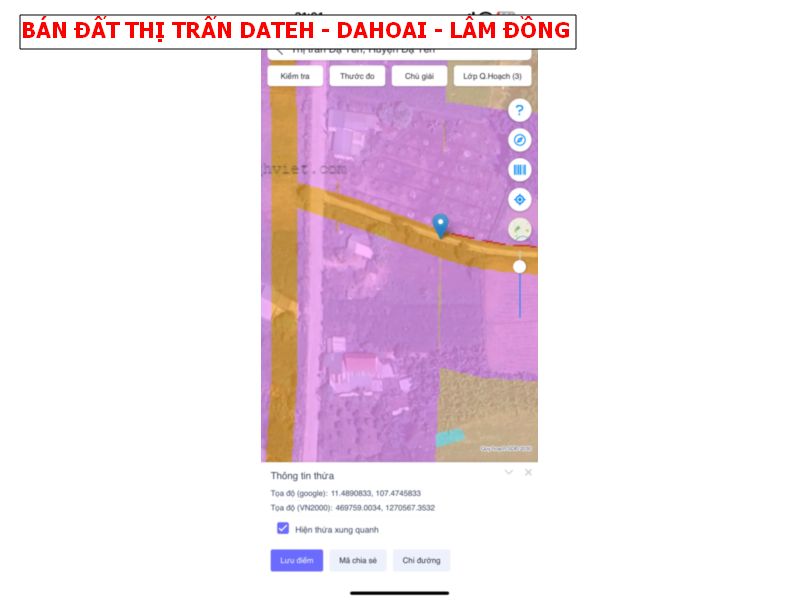 Bán đất thị trấn Dateh – Dahoai – Lâm Đồng, ngang 8 x20 full thổ giá chỉ 299tr