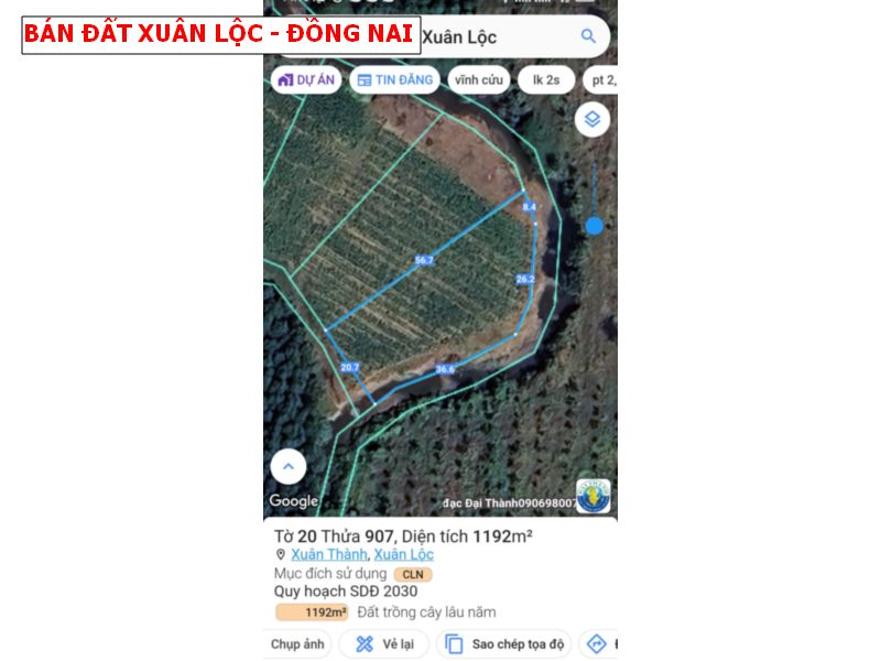 Bán đất Xuân Thành, Xuân Lộc 1190m2 giáp suối giá chỉ 599tr