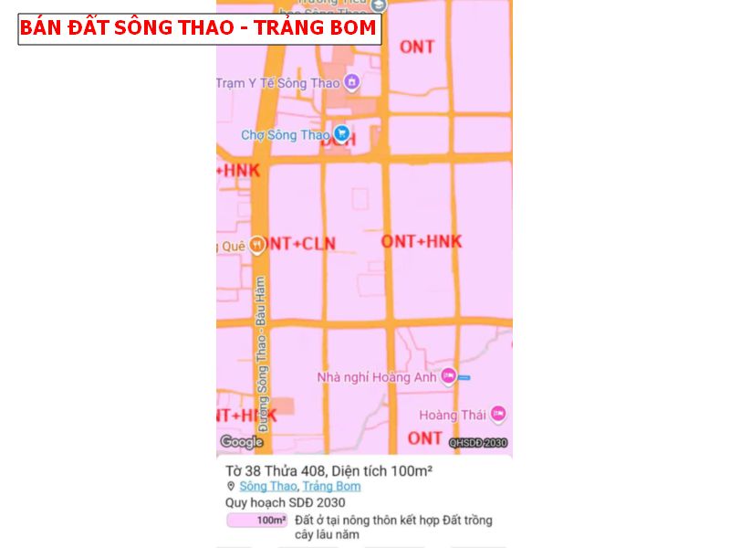 Bán đất mặt tiền đường Sông Thao – Trảng Bom giá tốt