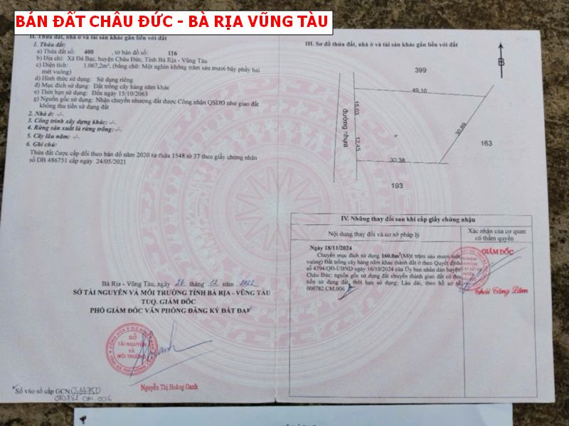 Bán đất Đá Bạc, Châu Đức, Bà Rịa Vũng Tàu, mặt tiền nhựa siêu đẹp
