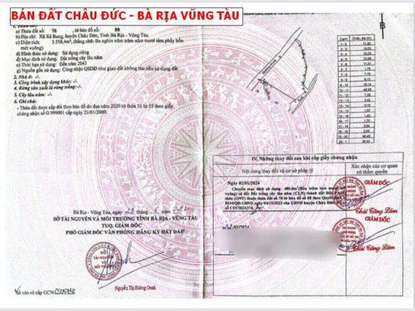 Bán đất Xà Bang, Châu Đức, Bà Rịa Vũng Tàu, đường nhựa 7m, ngay dân cư giá rẻ