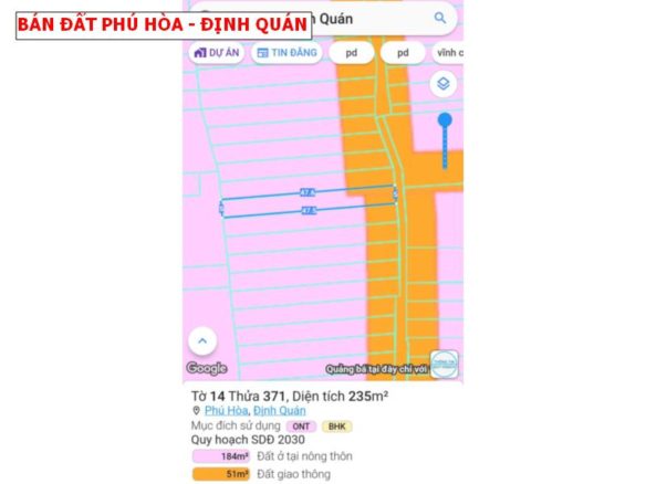 Bán đất Phú Hòa – Định Quán 235m2 giá chỉ 500tr