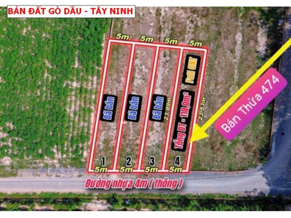 Bán đất Thạnh Đức- Gò Dầu – Tây Ninh, 5 x23 full thổ cư, đường nhựa giá chỉ 450tr bao sổ