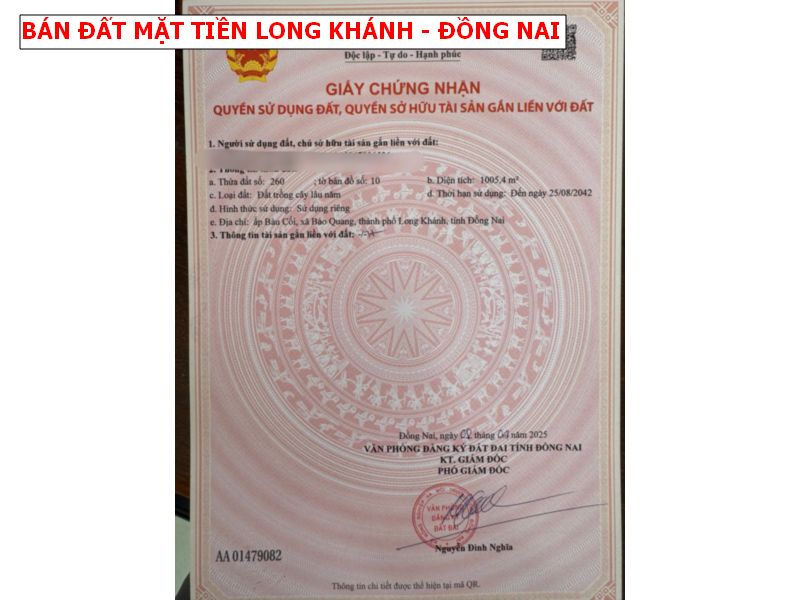 Bán đất vườn Bảo Quang – Long Khánh, mặt tiền nhựa siêu đẹp