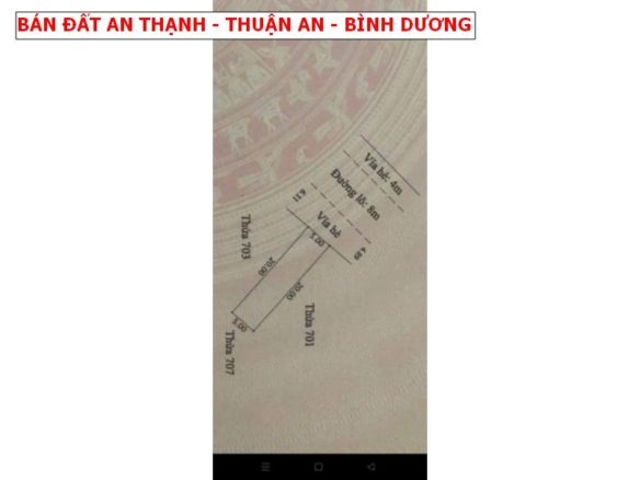 Bán đất An Thạnh – Thuận An, Bình Dương, 100m2 giá chỉ 2,85 tỷ, đường nhựa thông
