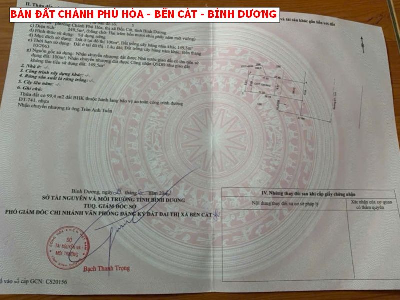 Bán đất mặt tiền DT741, Chánh Phú Hòa, Bến Cát, Bình Dương, vị trí đẹp tiện kinh doanh