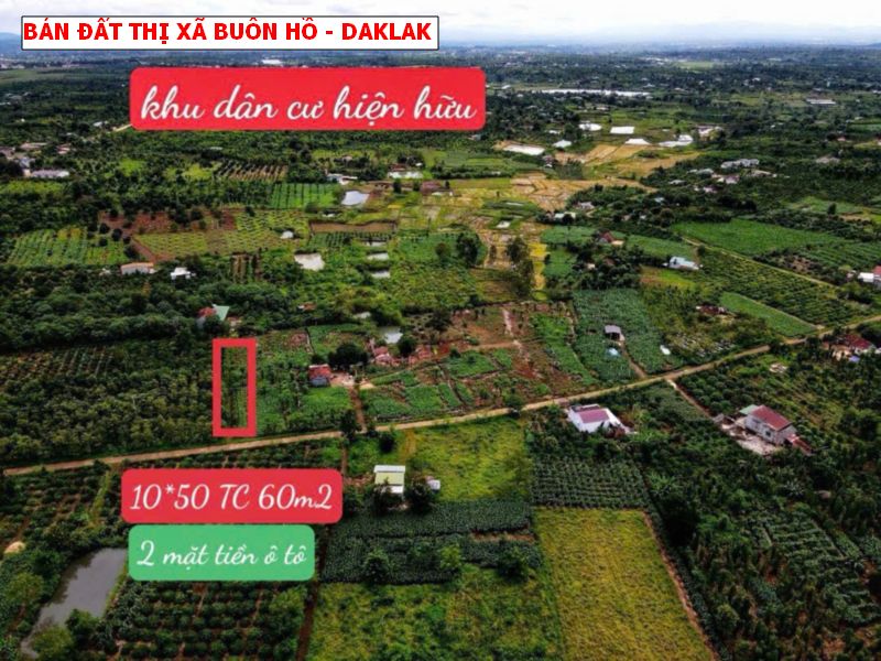 Bán đất thị xã Buôn Hồ – 10 x50 – 2 mặt tiền giá chỉ 3xxtr