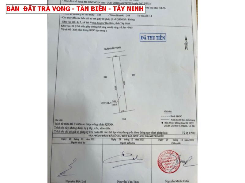 Bán đất Trà Vong – Tân Biên – Tây Ninh gần QL22B giá 319tr