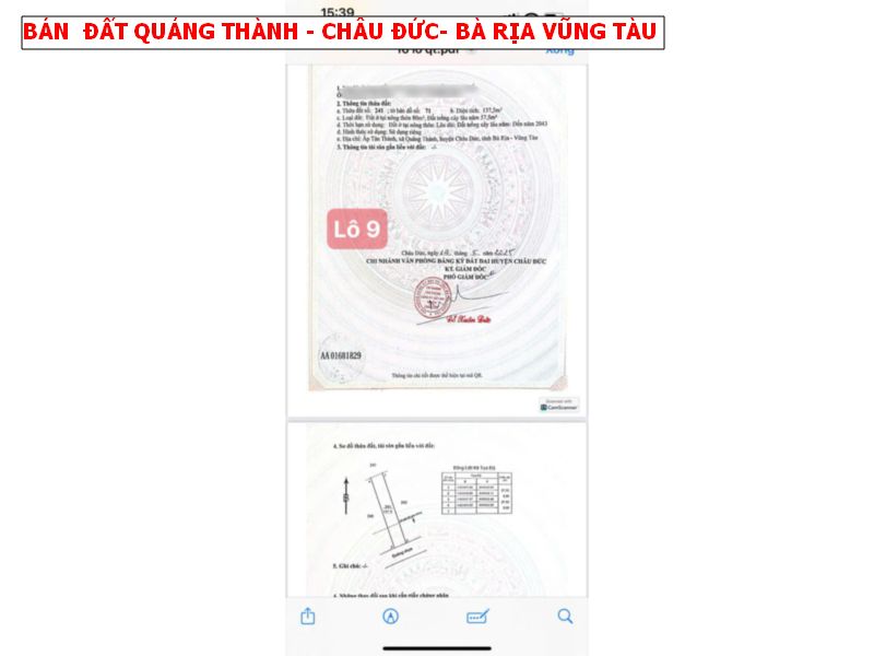 Bán đất Quảng Thành – Châu Đức – Bà Rịa Vũng Tàu. giá chỉ 565tr mặt tiền nhựa