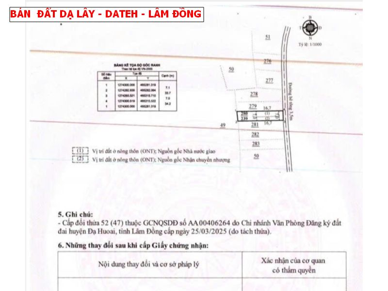 Bán đất Đạ Lây, Đạ Hoai, Lâm Đồng giá chỉ 279tr/ lô