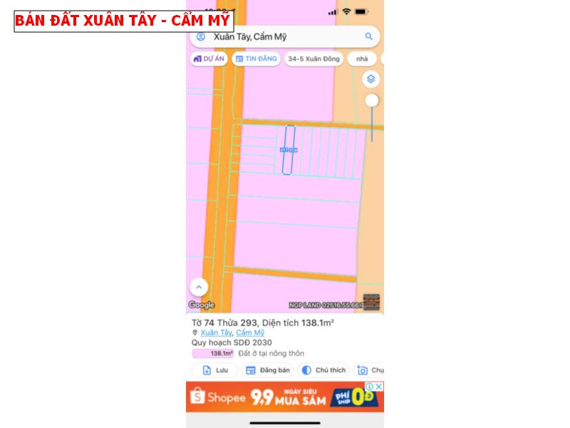 Bán đất Xuân Tây, Cẩm Mỹ giá chỉ 5xxtr/ lô sổ sẵn