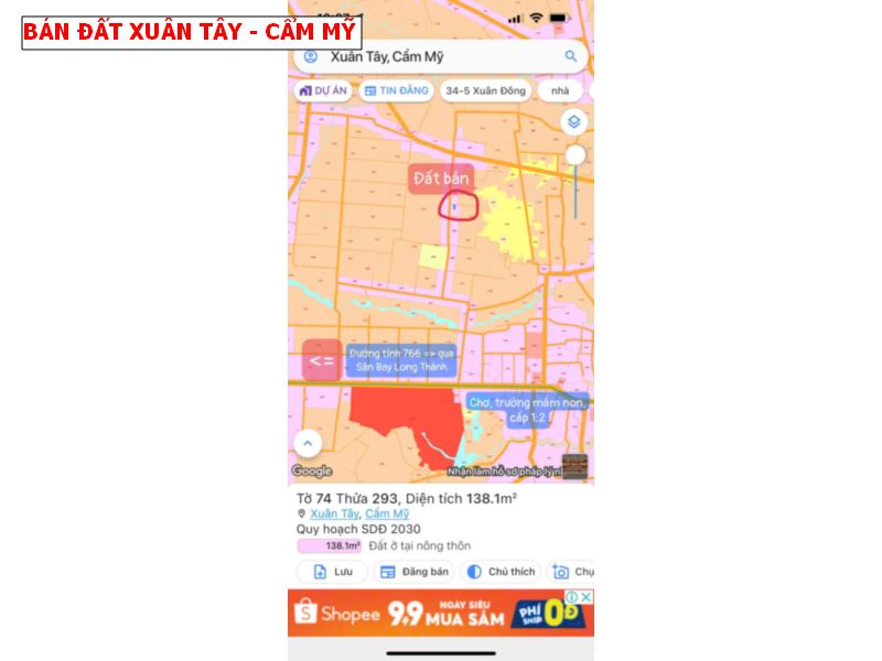 Bán đất Xuân Tây, Cẩm Mỹ giá chỉ 5xxtr/ lô sổ sẵn