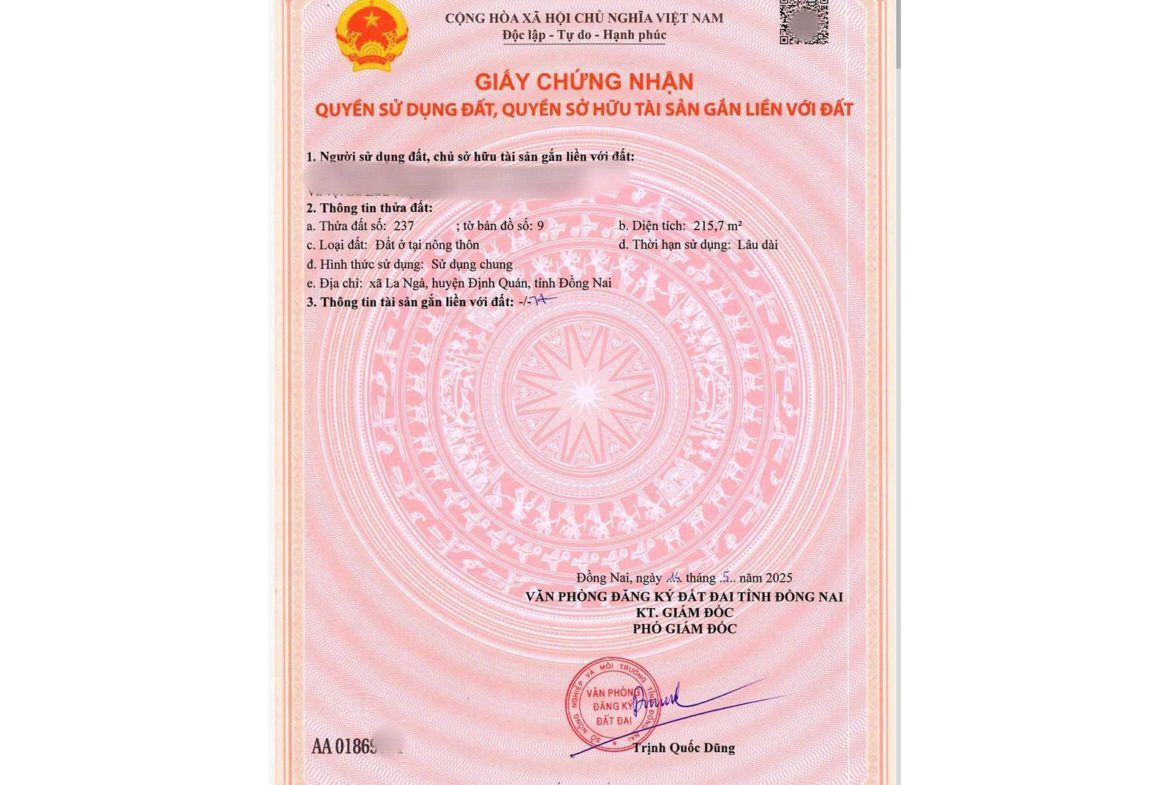 Bán đất La Ngà – Định Quán, gần Hồ Trị An, sổ sẵn giá chỉ 490tr