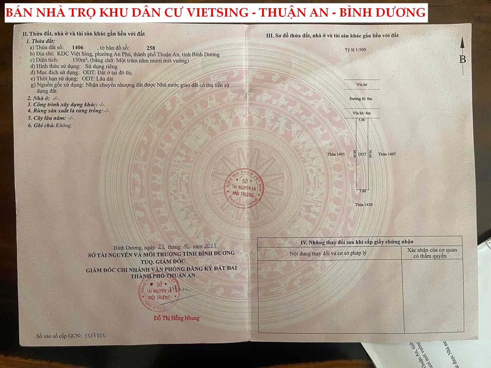 Bán nhà trọ khu dân cư Vietsing- Thuận An – Bình Dương