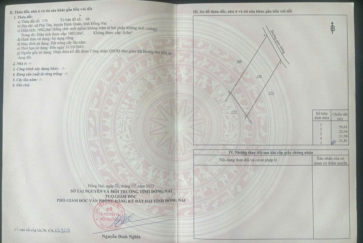 Bán đất vườn Phú Tân – Định Quán giá 790tr, ngang 22m bám đường betong đẹp