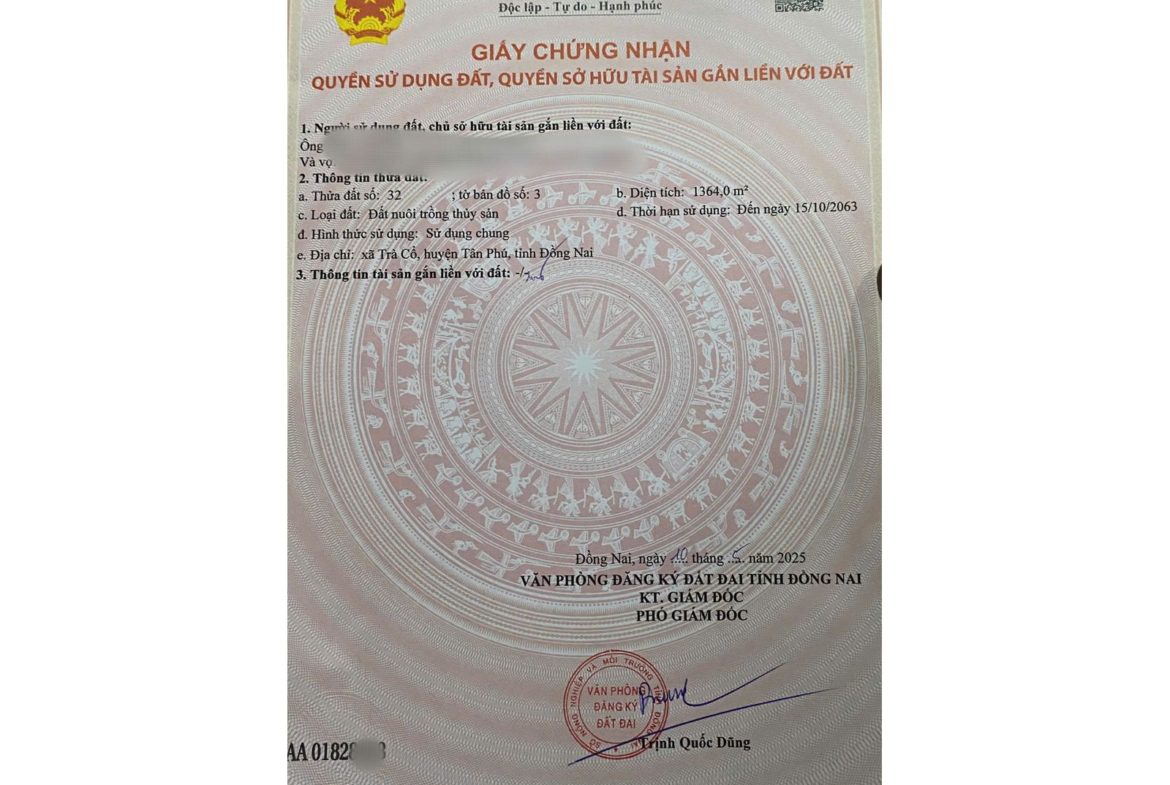 Bán đất vườn tại Trà Cổ – Tân Phú – Đồng Nai có sẵn thổ cư giá rẻ