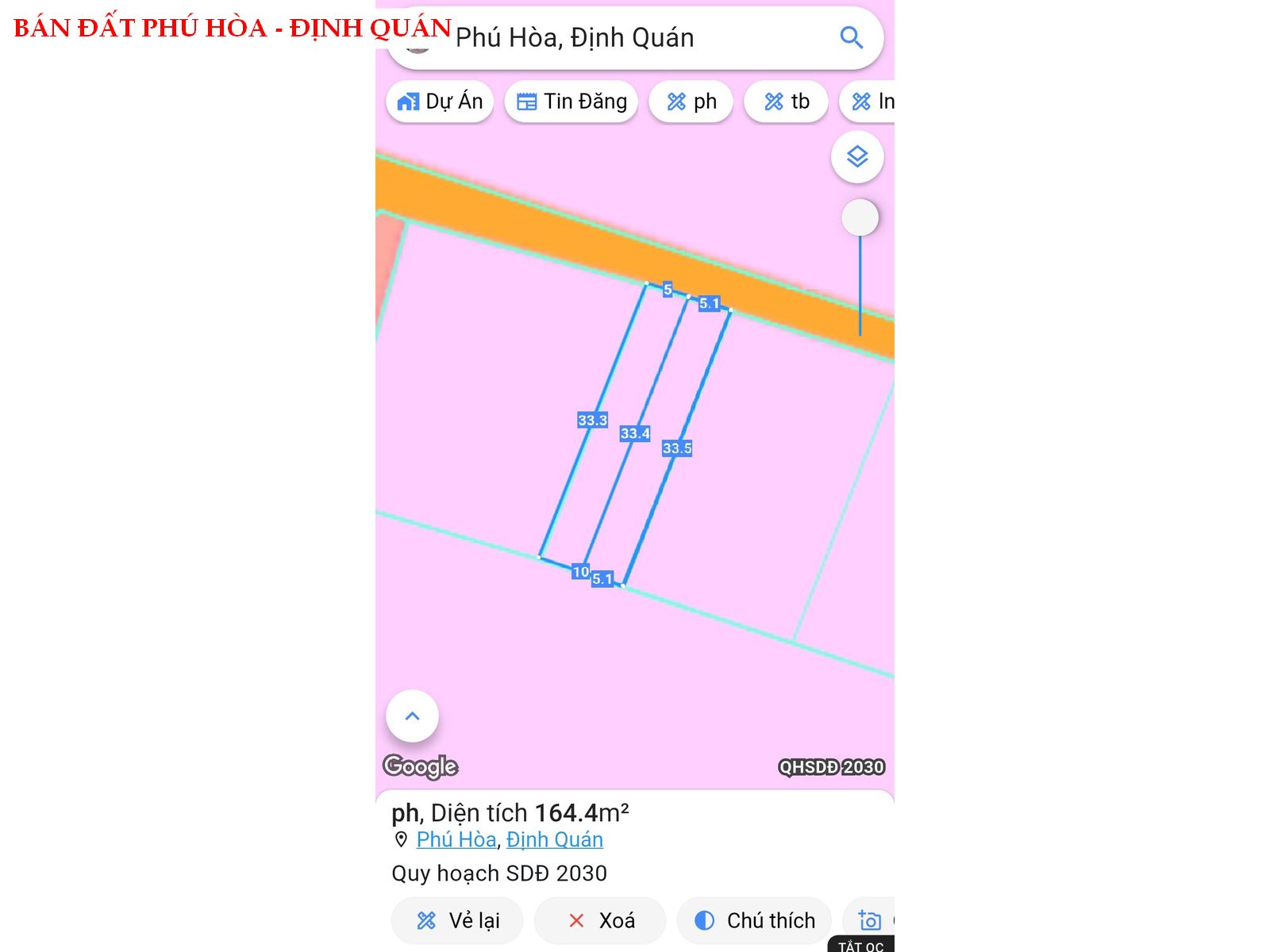 Bán đất Phú Hòa – Định Quán 5 x33 full thổ cư giá chỉ 550tr