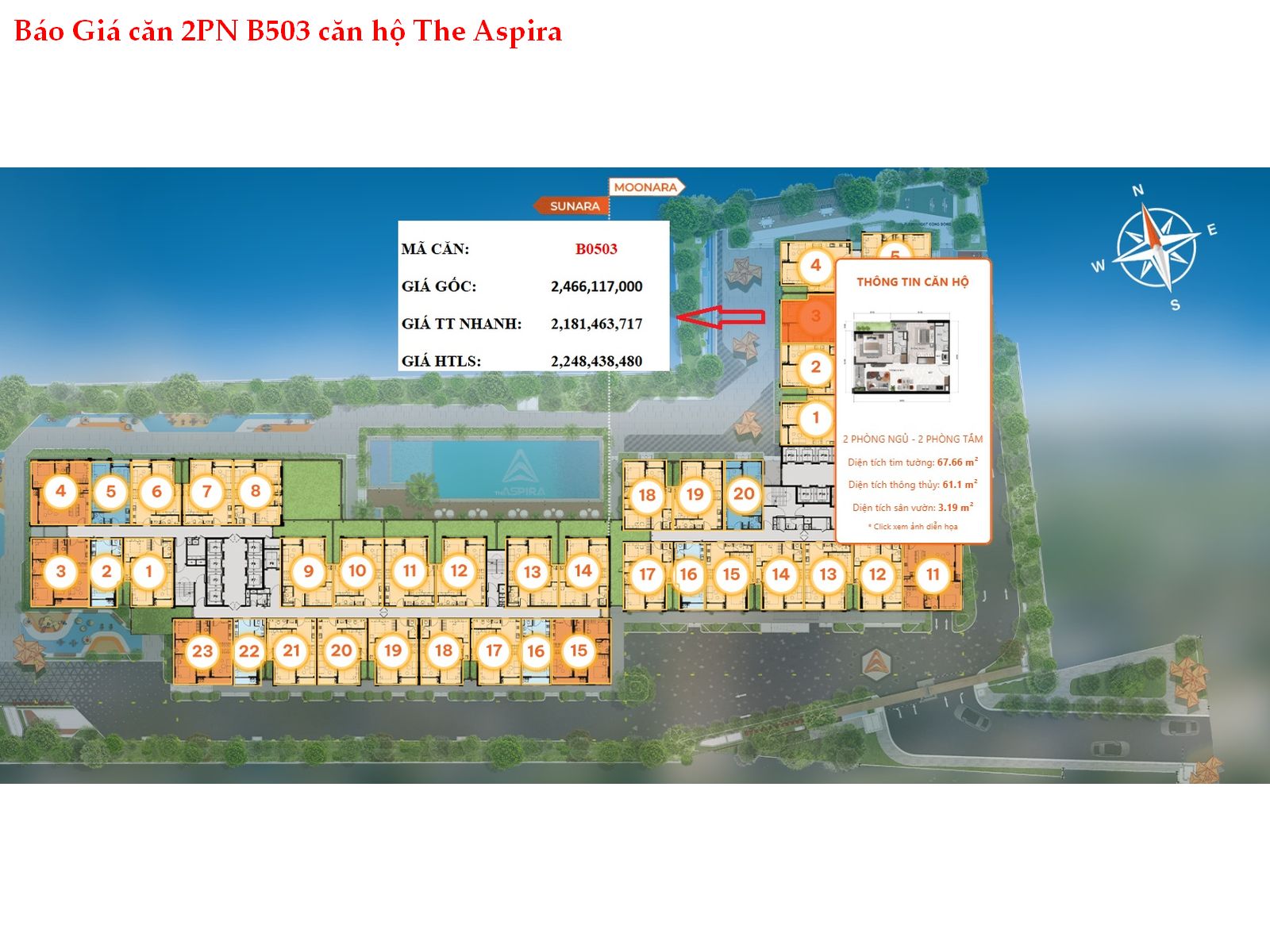 b503 Bán căn hộ 2PN giá tốt tại The Aspira – Tân Đông Hiệp – Dĩ An