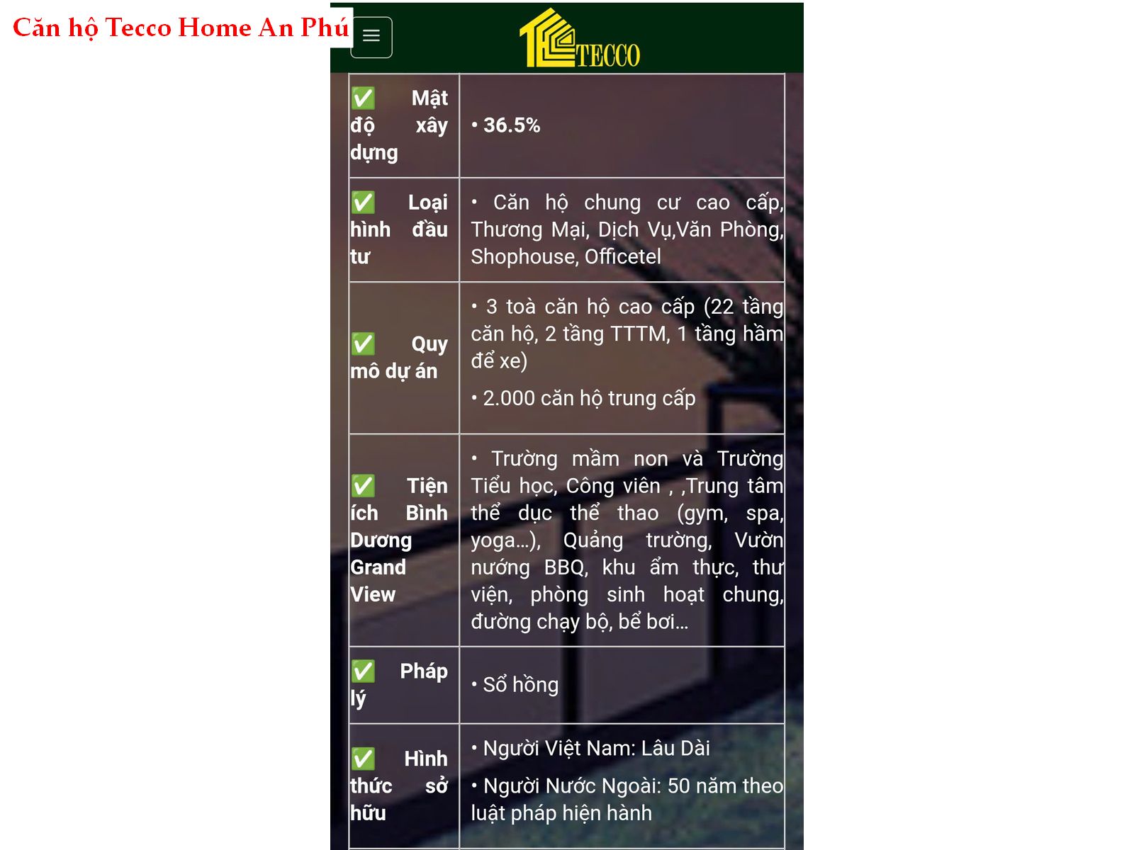 Căn hộ Tecco Home An Phú giá chỉ 1,26 tỷ, sổ hồng riêng. 1 căn duy nhất