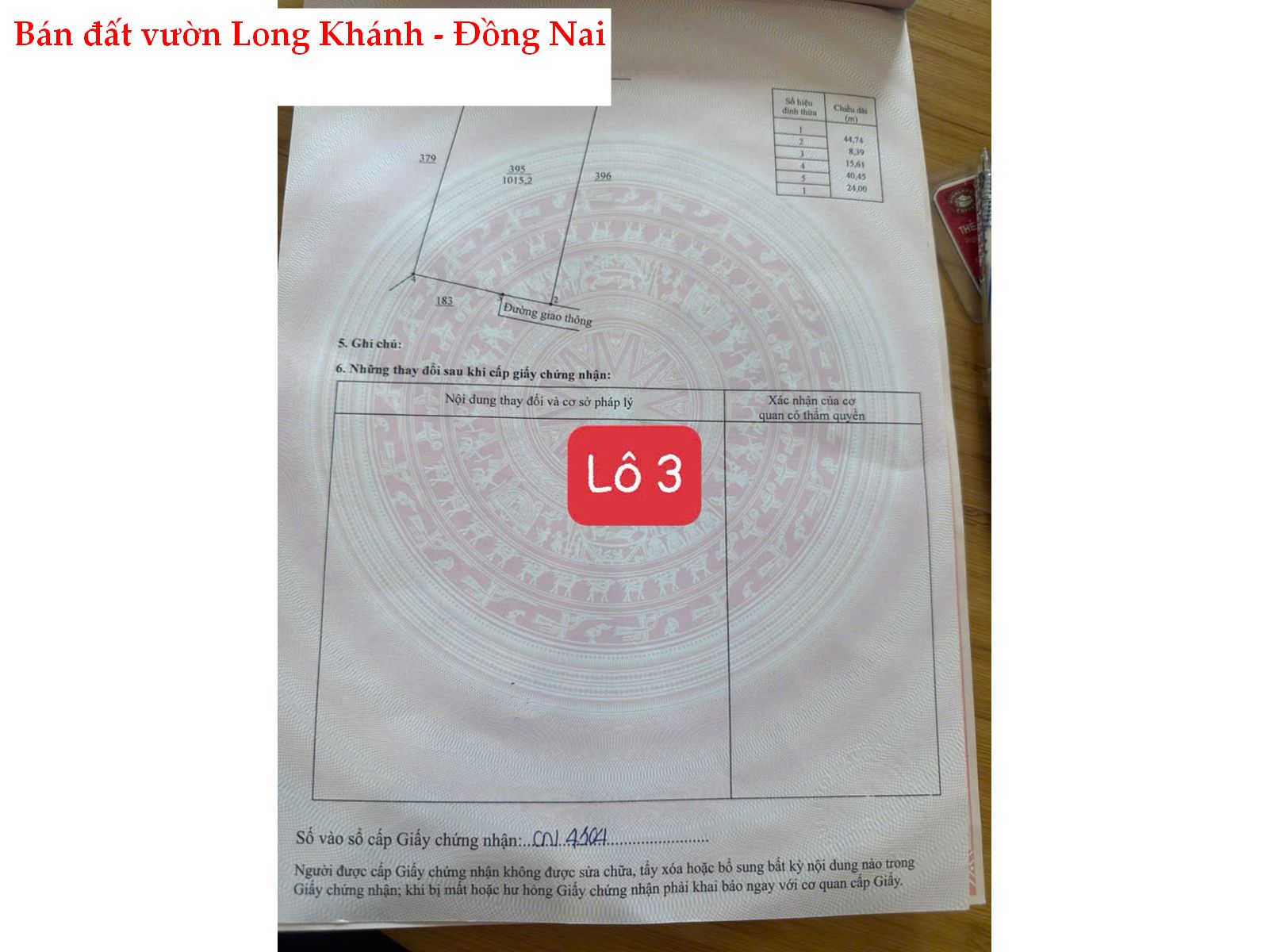 Bán đất vườn 1000m2 Bảo Vinh Long Khánh Đồng Nai – view đẹp, đã rào B40, giá 1.1 tỷ