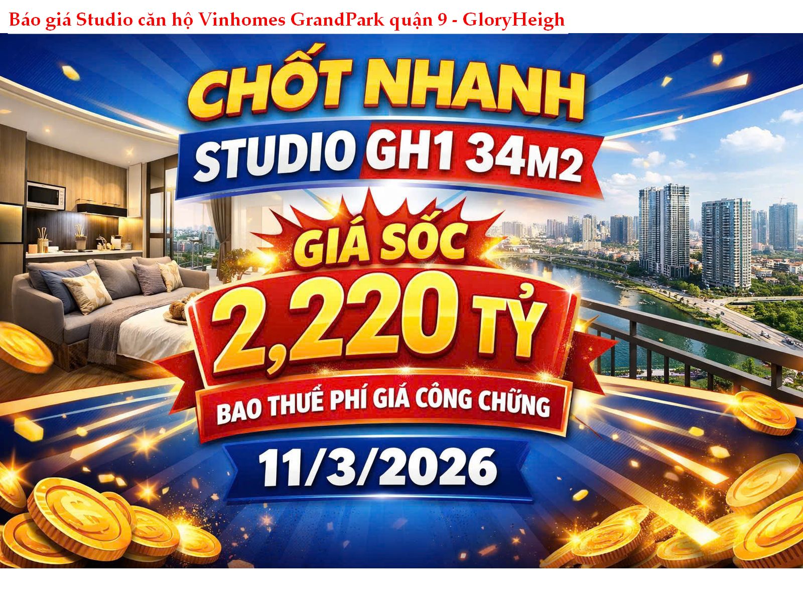 274800532042083103920 Bán căn hộ Studio tại Vinhomes Grandpark quận 9 – Phân Khu Gloryheigh giá tốt