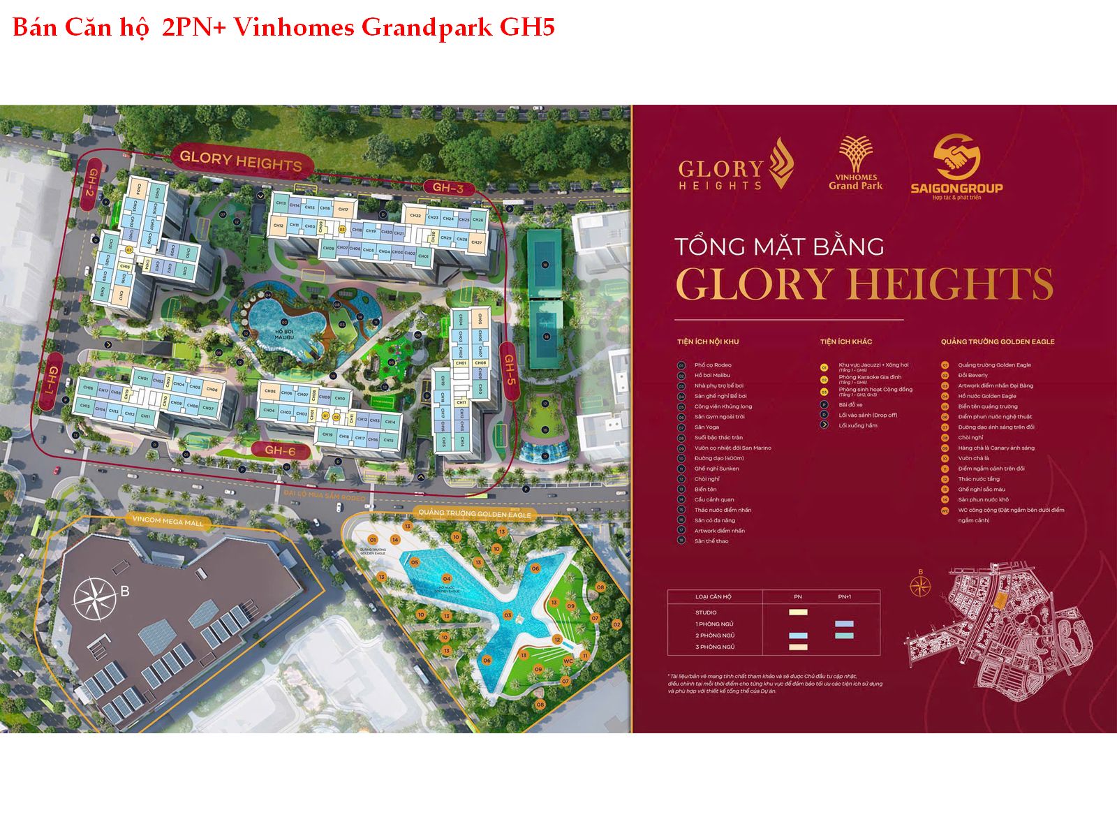 Bán căn hộ 2Pn+ tại GH5 VinHomes Grandpark cắt lỗ 400tr