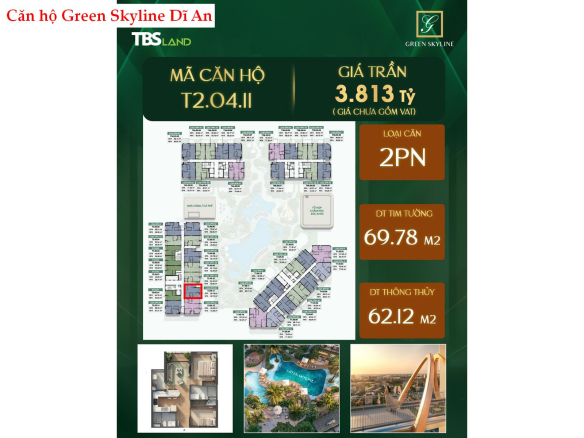 Green Skyline – Căn hộ 2PN tối ưu diện tích, giá tốt tòa T2
