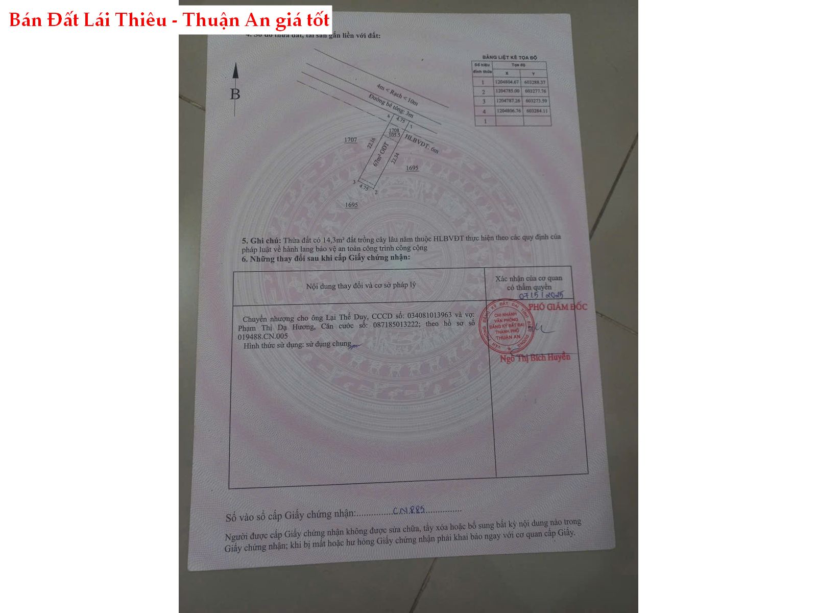 Bán đất khu phố Hòa Long, Thuận An, Bình Dương