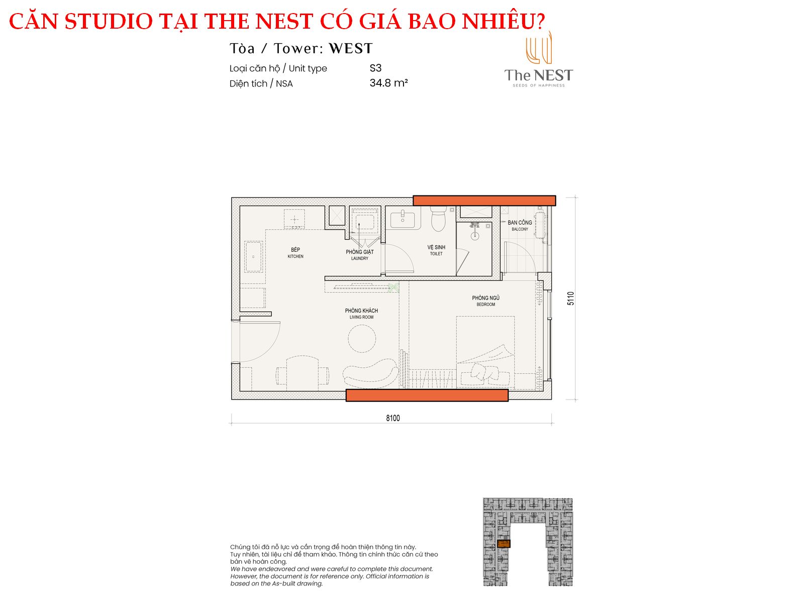 CĂN STUDIO TẠI THE NEST CÓ GIÁ BAO NHIÊU?
