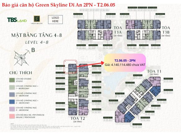 Báo giá căn hộ 2PN T2.06.05