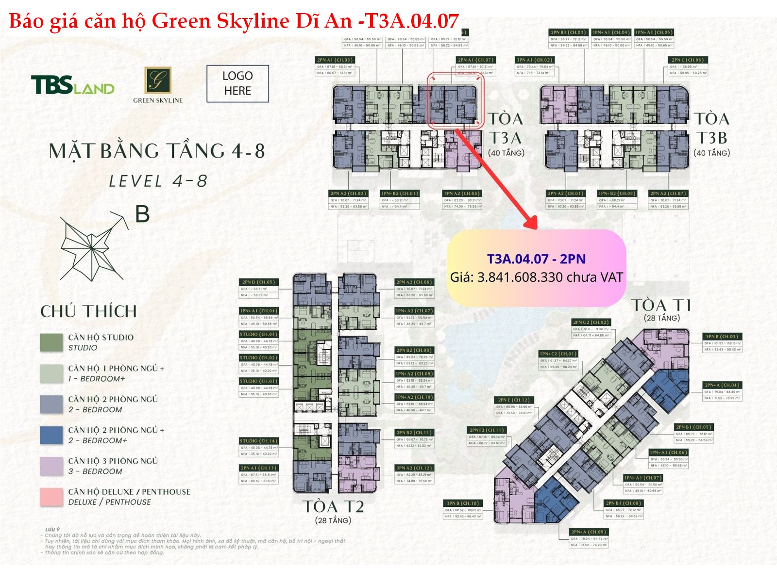 T3A.04.07 Báo giá căn hộ 2PN T3A.04.07– Green Skyline Dĩ An