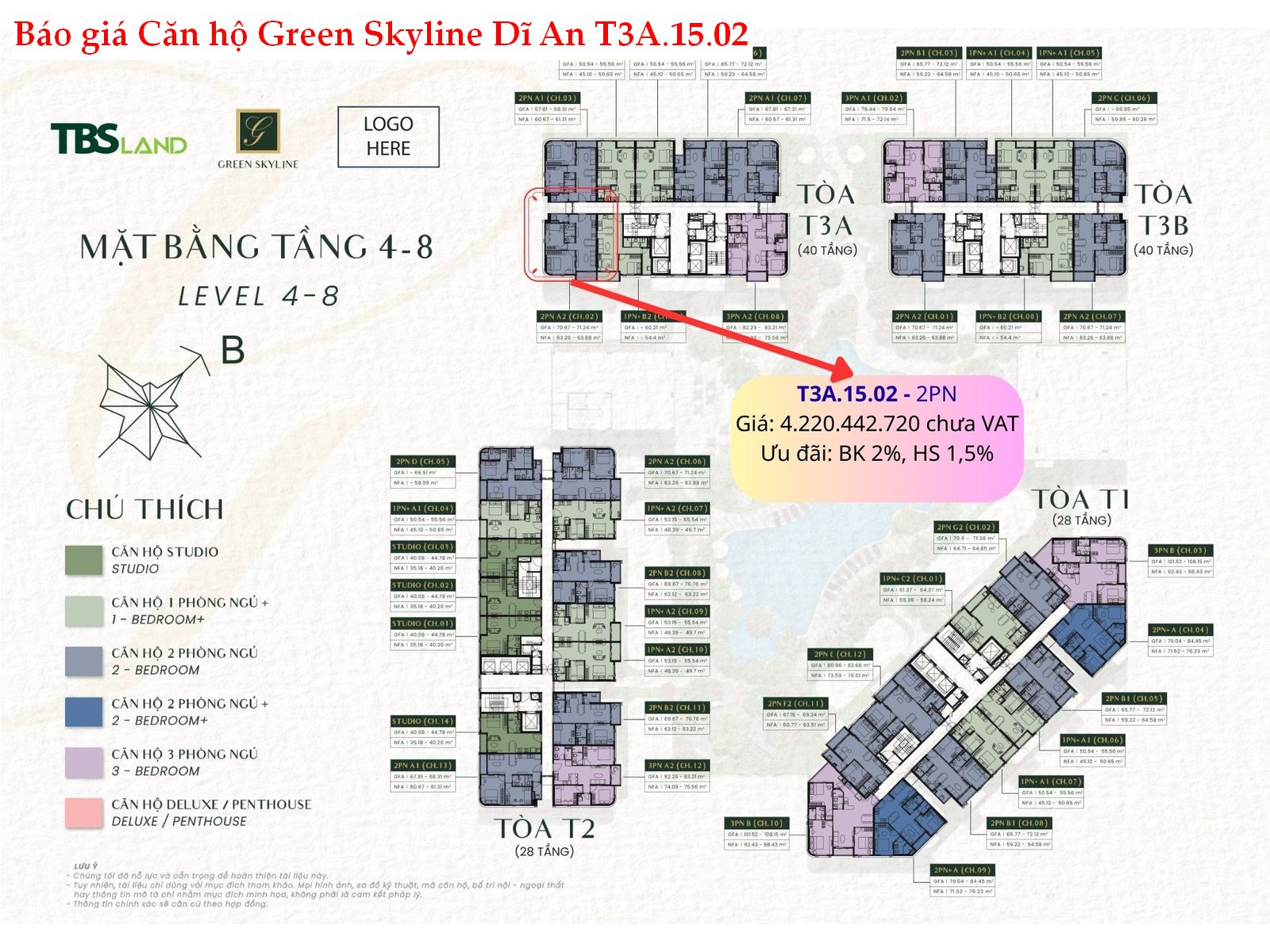 T3A.15.02 Báo giá căn hộ Green Skyline – Căn 2PN T3A.15.02