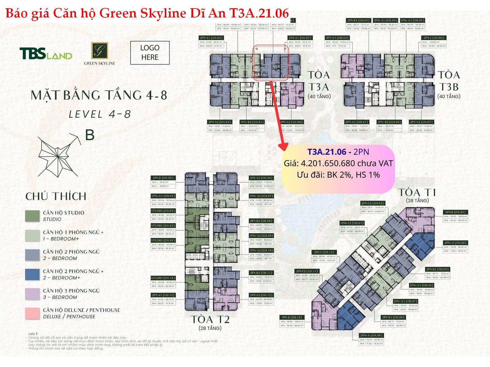 Báo giá căn hộ Green Skyline – Căn 2PN T3A.21.06