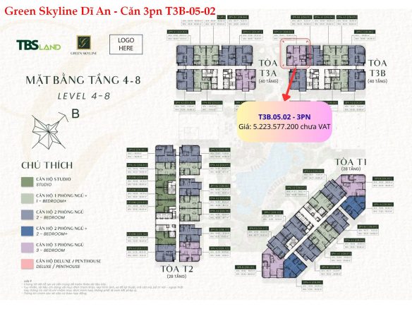 Báo giá căn hộ 3PN T3B.05.02 – Green Skyline (Không gian rộng, phù hợp gia đình)