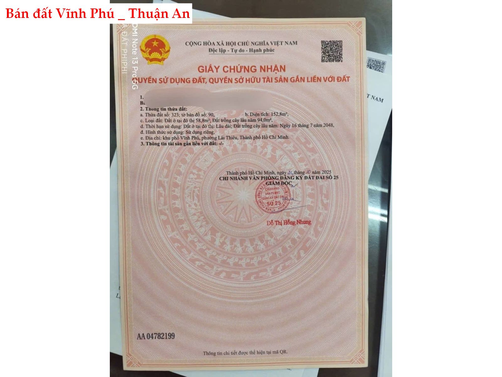 Bán đất Vĩnh Phú – Thuận An, mặt tiền đường 115 gần quốc lộ 13
