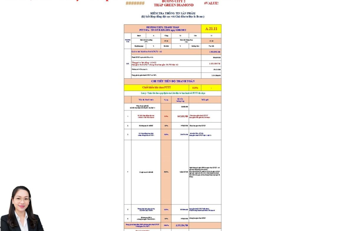 GIÁ BÁN CĂN HỘ BCONS CITY – THÁP GREEN DIAMOND A21.11