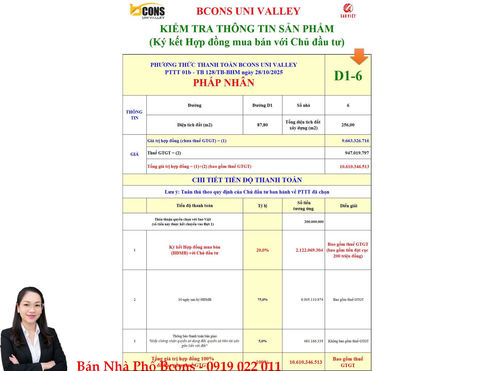Bán nhà phố Bcons Uni Valley Dĩ An – Căn D1-6, 87,8m² Giá