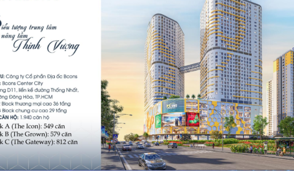 Bcons Center City có mấy block? Tổng số block và số lượng căn hộ từng block