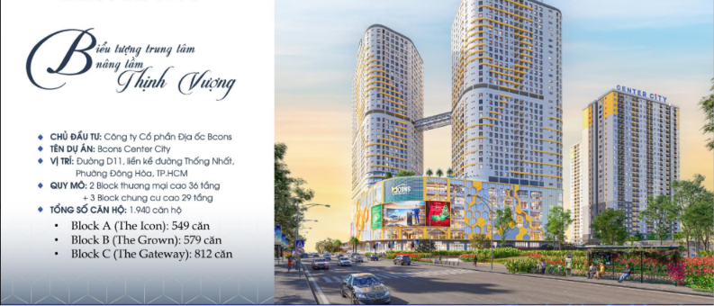 Bcons Center City có mấy block? Tổng số block và số lượng căn hộ từng block